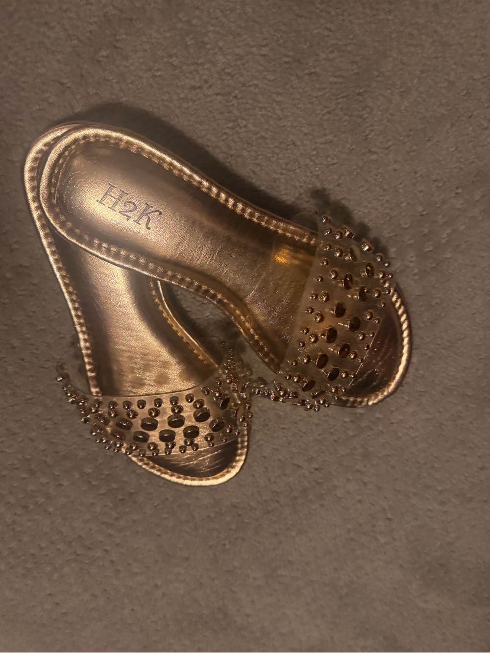 H2K Gold Studded Slide Sandals